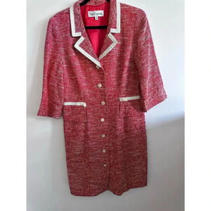 SARA CAMPBELL Women's Pink Long Sleeve Button Front Long Blazer Coat Size 12